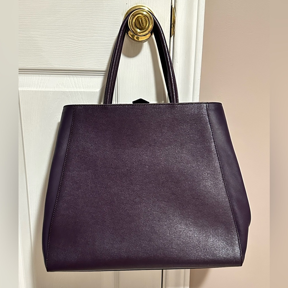 Fendi 2 Jours Plum Large Leather Tote Bag - Picture 3 of 17
